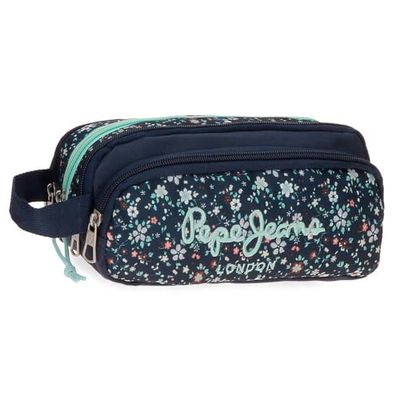 Pepe Jeans Alenka Pencil Case with Organizer Blue 22x10x11cm Polyester by Joumma Bags by Joumma Bags, Blue, Pencil Case with Organizer