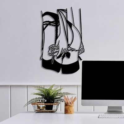 Hanah Home Elegante accesorio decorativo de pared de metal negro, 46 x 70 cm, 100% metal, 1,5 mm de grosor, ligero (0,45 kg), perfecto para decoración moderna del hogar