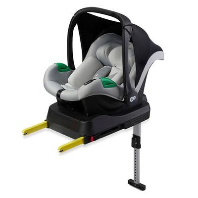 Kinderkraft MINK PRO i-Size + MINK FX, Siège Auto, Multifonction, de 0 à 13 kg, Groupe 0+, 40 à 75 cm, RWF, ISOFIX, base MINK FX incluse, Système de Voyage, 3.5kg, Gris
