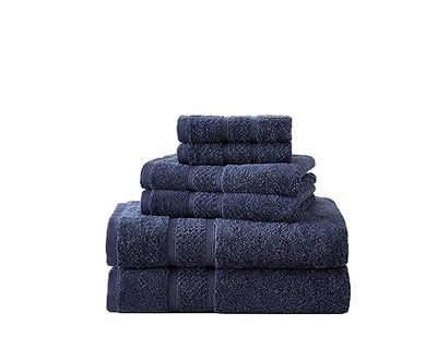 Nautica - Bath Towels, Highly Absorbent & Fade Resistant Bathroom Essentials, Oeko-Tex Certified (Oceane Navy, 6-Piece)