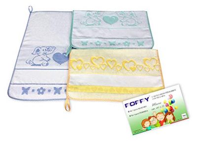 SET 3 ASCIUGAMANI ASILO bambino POPPY ©| kit asilo bimbo | cm. 40x55 puro cotone MASCHIO con tela AIDA da ricamare