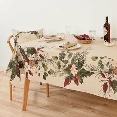 Muaré Tafelkleed, vuilafstotend, Kerstmis, 300 x 155 cm