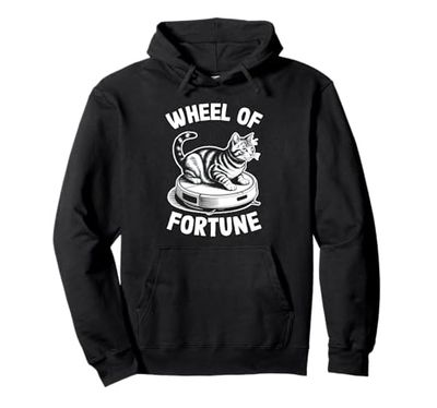 Wheel Of Fortune Cat On Robot Vacuum Cleaner Cat Pullover Hoodie