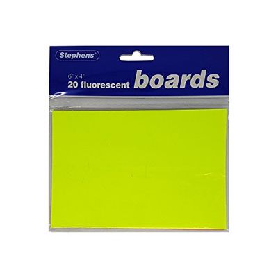 Stephens Ticket Board Fluorescent 6" x 4" Sheets x20 Ideal For Marking Up And Highlighting Items For Sale In Shops, Labelling, Organising And Highlighting, Use In School, Office And Home