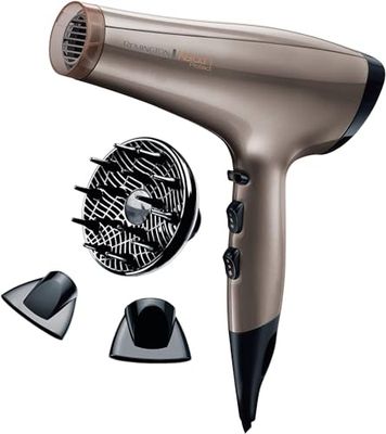 Remington Secador de Pelo Profesional Keratin Protect, Anillo Acondicionador Queratina y Aceite Almendras, Iónico, 2200W, Motor AC, 2 Concentradores, 1 Difusor, 3 Temperaturas, 2 Velocidades, AC8002
