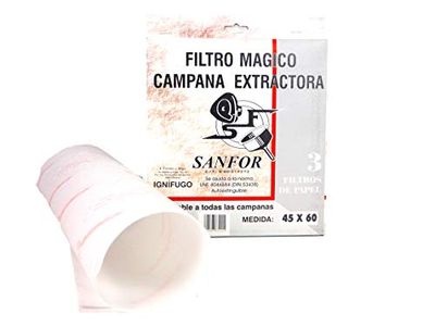 Caja filtro de papel mágico | Filtro para campana extractora | Blanco | Talla única | 3 unidades