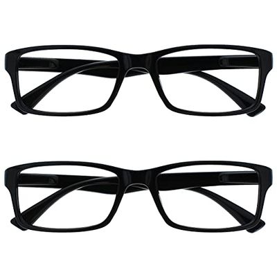 The Reading Glasses Company Black Readers Value 2 Pack Designer Style Mens Womens RR92-1 +3.50