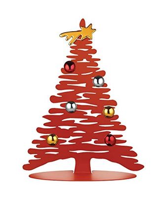 Alessi Bark for Christmas BM06/30 R Enfeite de Natal em forma de árvore, aço inoxidável, vermelho, M
