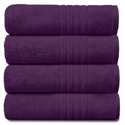 GC GAVENO CAVAILIA Viola Gaveno Cavailia-Asciugamano in 100% Cotone Naturale, Assorbente, 450 g/m², Confezione da 4, Colore, Hand Towel (50x80 Cm), 4 unità