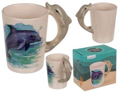 Out of the blue Mugg, delfin, 11 x 8,5 cm, 300 ml, av stengods, i presentförpackning