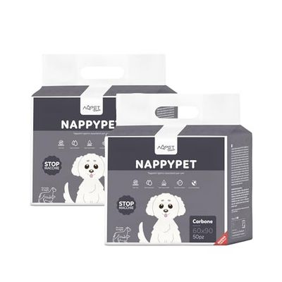 AQPET Lot de 100 Tapis hygiéniques absorbants avec Charbon Actif pour Chien Traverse pour Animaux domestiques, Chiots, Anti-Odeur, 60 x 90 cm,
