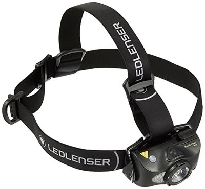 Ledlenser MH8 Torcia frontale LED da outdoor, nera, ricaricabile con batteria, 600 lumen, autonomia fino a 60 ore, luce rossa/verde/blu, possibile uso con 2 batterie AA, blocco per il trasporto