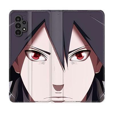 Läderfodral plånbok för Samsung Galaxy A13 4G Manga Naruto Sasuke ansikte
