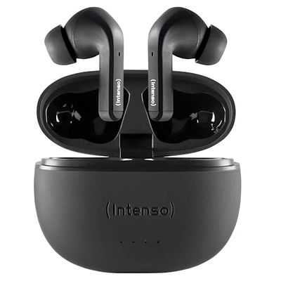 Intenso Black Buds – TWS True Wireless Hörlurar T300A med aktiv brusreducering och upp till 35 timmar. Musikuppspelning, liten