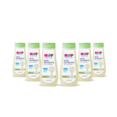 HiPP Baby Care odżywczy olejek dla dzieci, głęboko pielęgnuje i chroni skórę, do skóry suchej i wrażliwej, z w 100% naturalnymi olejami, 6 butelek po 200 ml