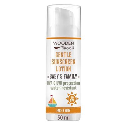 Wooden Spoon Protector Solar Orgánico Bebé y Familia SPF 30 – 100% Natural, Zinc Invisible, Sin Rastro Blanco, Hipoalergénico, Vegano, Resistente al Agua – 50 ml