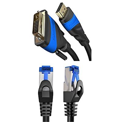 KabelDirekt 3 m Adattore Cavo DVI su HDMI, Esempio le Schede Grafiche, per Connessi a TV Dotate di Accesso HDMI, o Viceversa, 15 m, Cavo di Rete, Ethernet e Cavo Lan