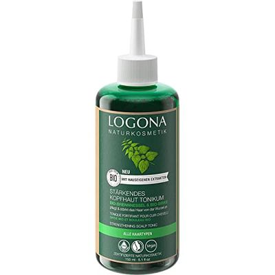 LOGONA Naturkosmetik Tonique fortifiant pour cuir chevelu à l'ortie et au bouleau bio - Tonique nourrissant pour cheveux et cuir chevelu - Eau capillaire au bouleau avec probiotiques naturels
