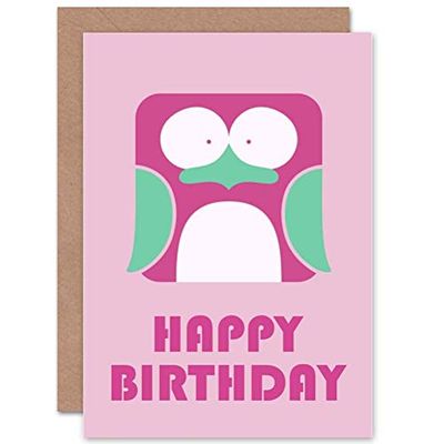 Wee Blue Coo Grußkarte zum Geburtstag, für Kinder, Mädchen, Pinguin