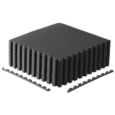 CAP Barbell Alfombrillas de Espuma EVA entrelazadas de 1/2 Pulgada, Paquete de 3, 24 x 24 x 1/2 Pulgadas, patrón en T, Color Negro