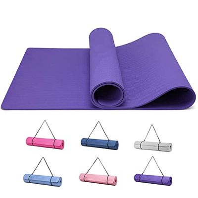 Good Nite Gymnastiekmat, yogamat, fitnessmat, antislip, trainingsmat, sport, turn, pilates, mat, vloerturnmat met draagriem, 183 x 61 x 0,6 cm (paars)
