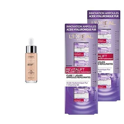 L'Oréal Paris - Sérum Teinté Repulpant - Accord Parfait - Teinte : 0,5-2 Very Light - 30 ml + L’Oréal Paris – Ampoules repulpantes – Cure de 7 Jours – Revitalift filler