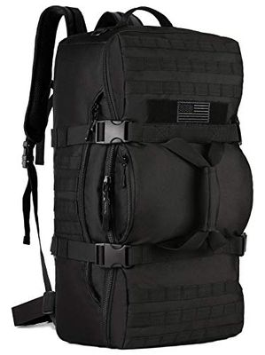 Protector Plus Tactische reisrugzak 60L Militaire MOLLE plunjezak (inclusief regenhoes en patch), Zwart, XL