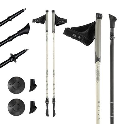 KADVA Halna Nordic Walking-stokken in groen, verstelbare maat 84-135 cm Quick Lock-systeem voor stabiele en veilige bevestiging van de greep van duurzaam PP en TPR