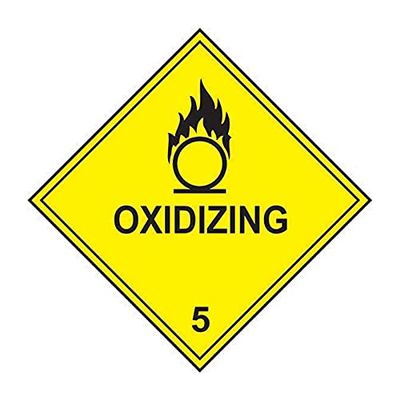 Oxidizing Class 5 Etiqueta de sustancias peligrosas, paquete de 10, adhesivo de vinilo autoadhesivo, 250 mm x 250 mm