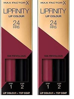 Max Factor Lipfinity Lipstick, 108 Frivolous (Pack of 2)