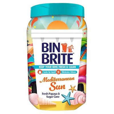 Bin Brite Bin Odour Neutraliser | Keeps Your Bins Fresh & Clean - Soaks Up Liquid, Eliminates Odours (Mediterranean Sun - 500g)
