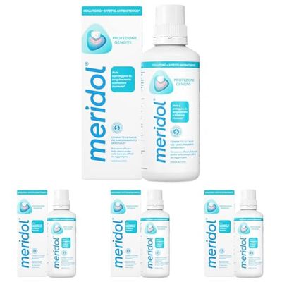 meridol Collutorio Protezione Gengive 400ml I Combatte il sanguinamento e l'infiammazione gengivale* |Protegge dalle recidive*| Effetto antibatterico*| Non macchia I 0% Alcohol (Confezione da 4)