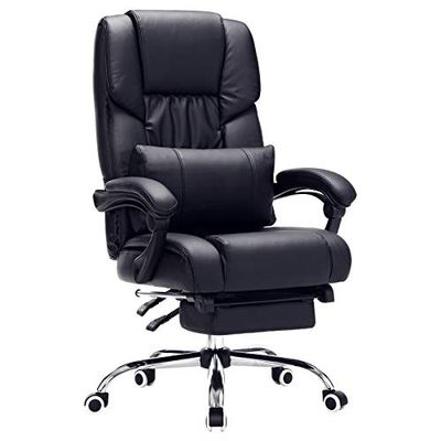 Songmics Obg71B Fotel Biurowy, Sztuczna Skóra, Czarny, 67 x 66 x 116 cm