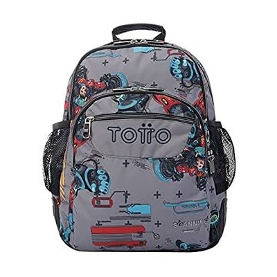 TOTTO Mochila escolar gris con robots - Crayoles