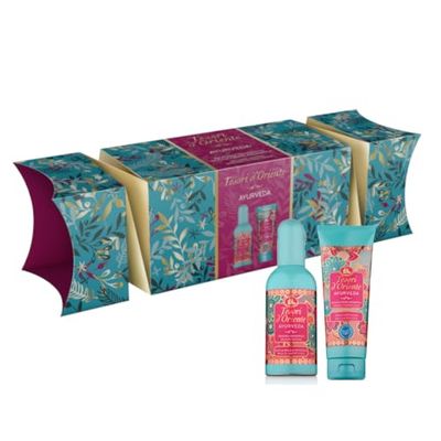 Tesori d'Oriente Zestaw upominkowy, perfumy zapachowe 100 ml i krem pod prysznic 75 ml (rozmiar podróżny), zapach ajurwedy, opakowanie prezentowe
