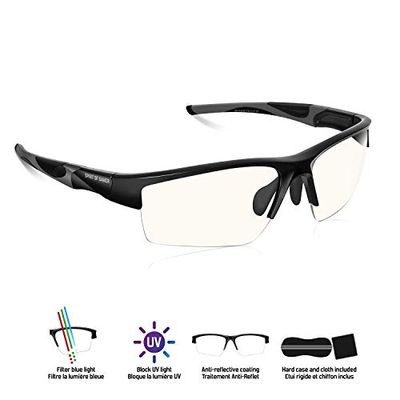 Spirit Of Gamer – Lunettes Gaming Pro Retina – Haute Protection pour Ecrans – PC/Consoles/TV – Anti-Fatigue - Filtre Anti - Lumière Bleue - Traitement Anti-Reflet – Block UV – Etui Inclus