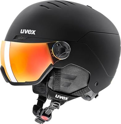 uvex wanted visor - skihelm voor dames en heren - met vizier - individueel passysteem - black matt - 54-58 cm