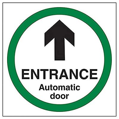 V Safety Entrance - Automatic Door - 150mm x 150mm - Window Sticker