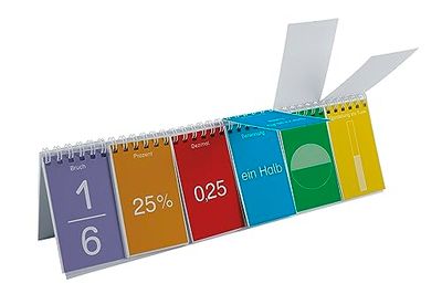 TimeTEX - Flipchart | Imparare le principali rotture e la loro rappresentazione. 20 blocchi a lembo diversi colori | Contenuto: 6 fogli a libro con carte colorate