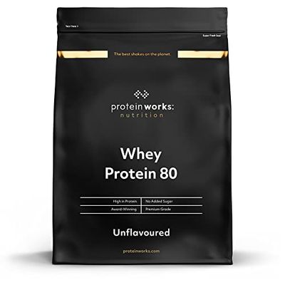 Protein Works - Whey Protein 80 (Concentrate), Low Calorie Protein Shake, Whey Protein Shake, 16 Shakes, Unflavoured, 500g