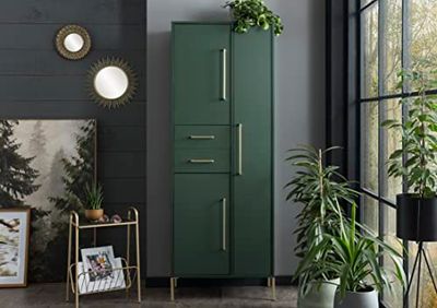 Schildmeyer Kent Mueble Alto de Materiales a Base de Madera, Color Verde Bosque y Dorado, Cerrado