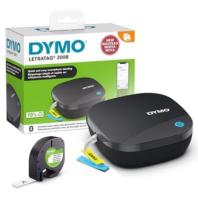 Dymo LetraTag 200B Bluetooth Label Maker | Compact Label Printer | Connects Through Bluetooth Wireless Technology to iOS and Android | Includes 1 White Paper Label Tape