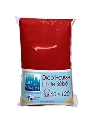 Nuit des Vosges 2140934 Cotoval dra-på-lakan för bebissäng, enfärgad bomull, bordeaux 60 x 120 cm