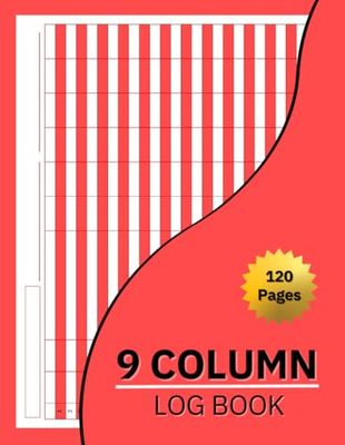 Custom Logbook: Red | 9 Column Notebook | Columnar Pad | Multipurpose Record Book | 8.5" x 11" | 120 Pages