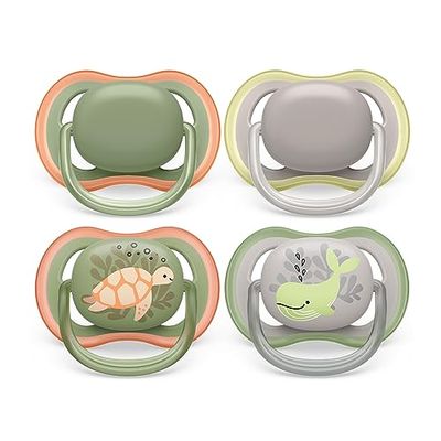 Philips Avent chupete ultra air: 4 chupetes ligeros y transpirables para bebés de 6 a 18 meses, sin BPA y con funda de transporte esterilizadora (modelo SCF085/66)