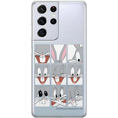 ERT GROUP etui na telefon Samsung S21 ULTRA, case oryginalny i oficjalnie licencjonowany przez Looney Tunes, wzór Bugs 015, optymalnie dopasowane, plecki z TPU częściowo przeźroczyste