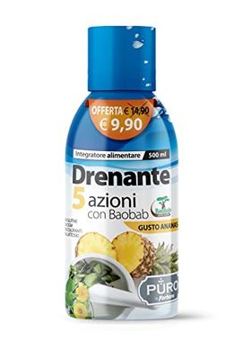 Forhans, PURO Drenante 5 Azioni con Baobab, Formula Naturale, per un Migliore Metabolismo, Digestione, Depurativa, Drenante, Flacone da 500 ml