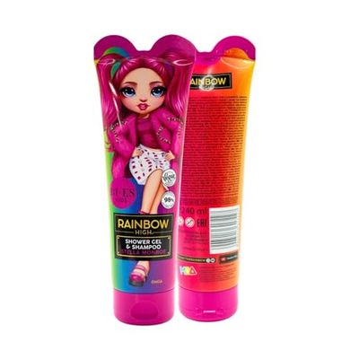 Rainbow High Stella 2-in-1 Shower Gel & Shampoo for Kids & Adults - Vegan, 98% Natural, Hydrating & Gentle Body Wash & Hair Cleanser with Aloe & Chamomile, Soft & Nourished Skin, Mild Scent – 240ml