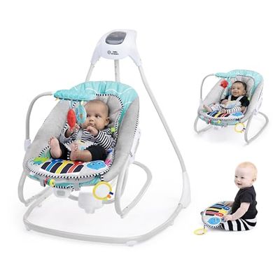 Baby Einstein 4 i 1 musikalisk gunga och gunga, med avtagbar pianoleksak, ålder 0 månader framåt