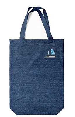 Green Fish Denim - Bolsa de transporte reutilizable para bebé, lavable, plegable, bolso de mano con asas, 22 x 26 cm